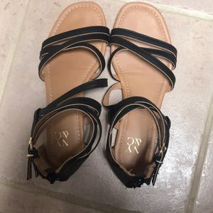 NY & Co black sandals with back zipper.
